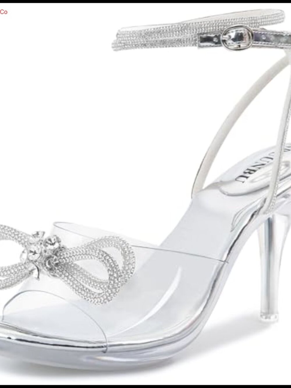 Clear Rhinestone Bow Heeled Sandals Ankle Strap Platform Wedding Shoes